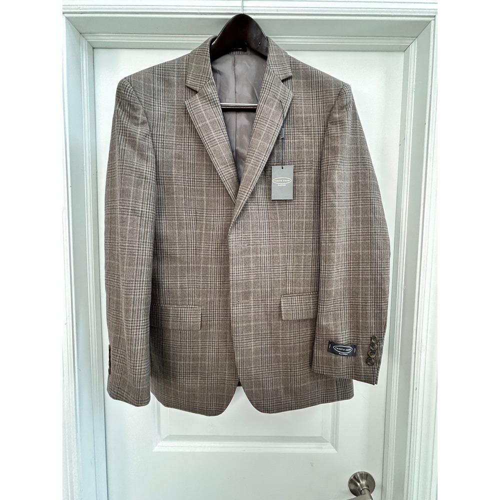 Pronto Uomo Platinum Mens 38R Brown Plaid 100% Wool 2-Button Blazer Sport Coat